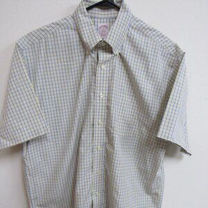 Brooks Brothers 346 Yellow/Blue Check Short-Sleeve Button Down Shirt XL
